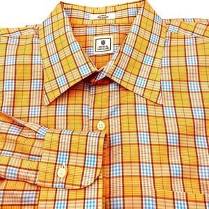 Peter Millar Men’s Cotton Orange Gingham Shirt L